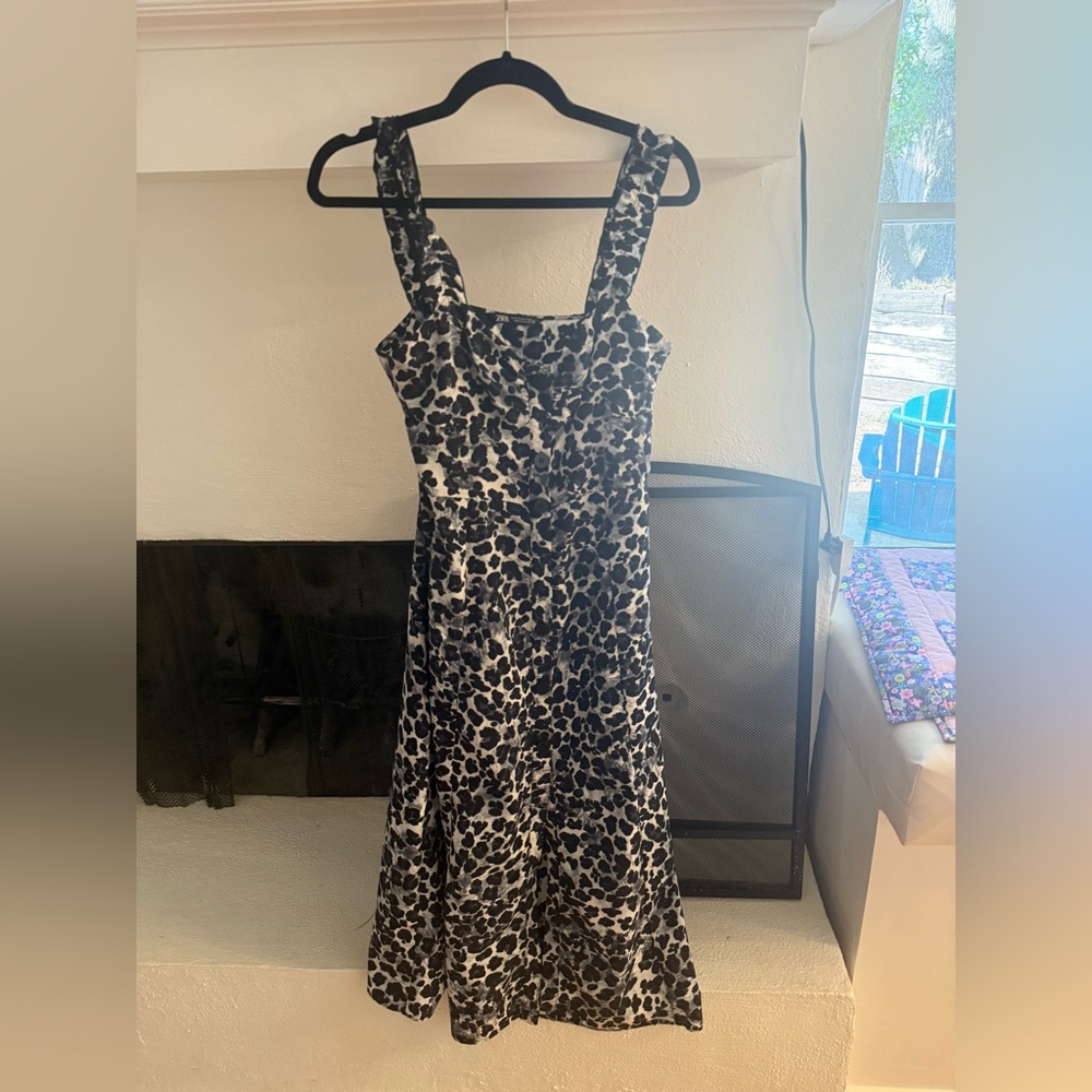 Zara Black and White Floral Midi Dress